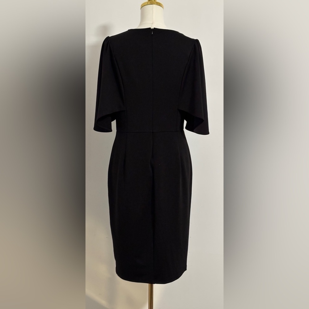 Grace Karin Black 3/4 Ruffle Cape Sleeve Pencil Dress Size Large  SKU 23 - Picture 4 of 10
